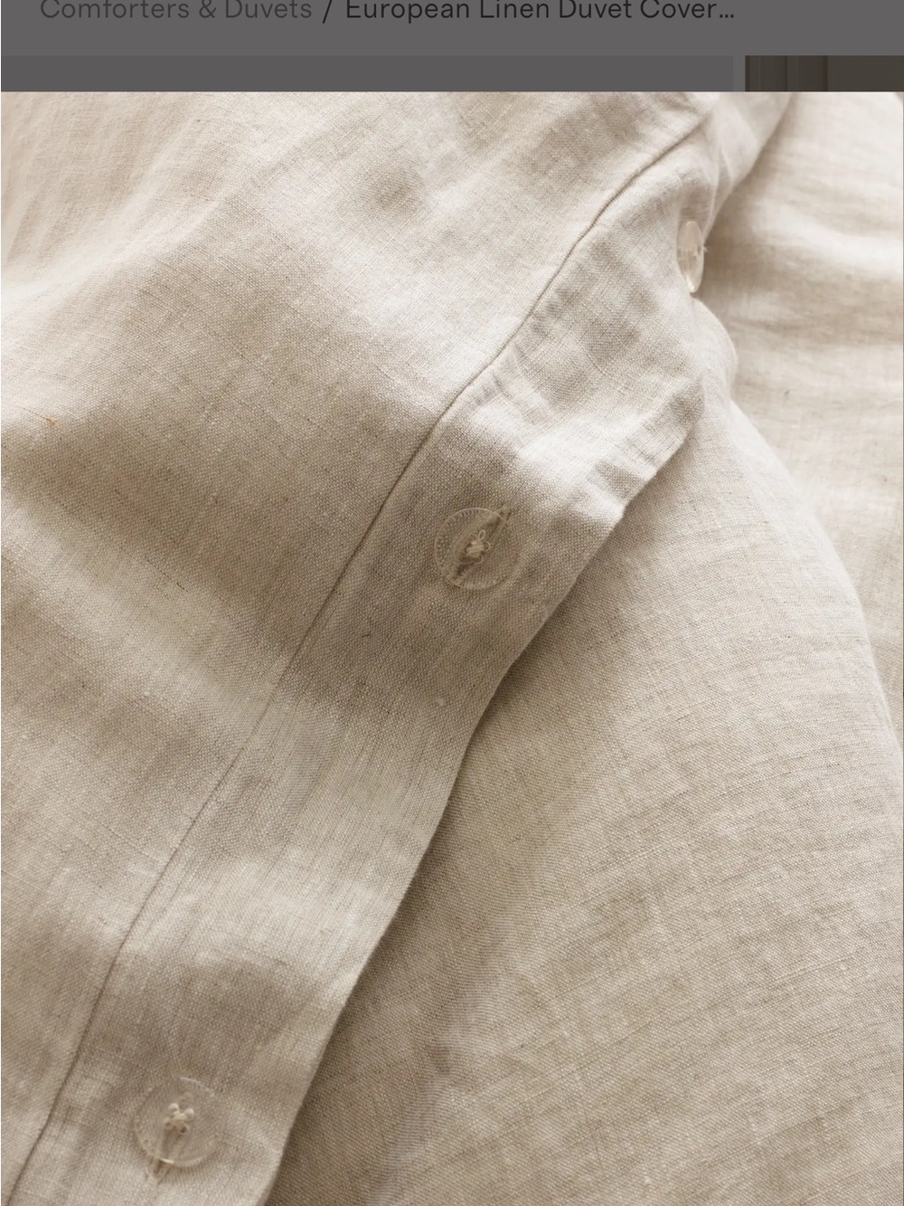Quince king European linen duvet cover set. Like new. Chambray color. - Picture 6 of 13